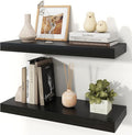 Floating Shelves for Wall, 9.3" Deep Wall Mounted Wood Shelves for Bathroom, Bedroom, Living Room, Kitchen, Hanging Shelf for Books/Storage/Room Decor (Black, 24")