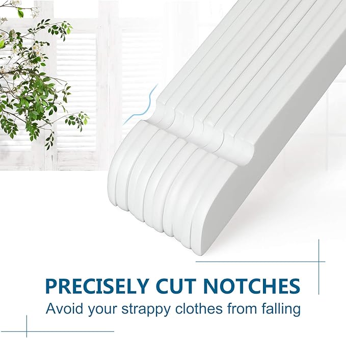 TOPIA HANGER White Wooden Hangers 10 Pack, 0.28 inch Slim Wood Clothes Hanger with Flat Design and Smooth Notches, Lightweight&Durable Space Saving Hangers for Shirt, Coat, Camisole-CT29W