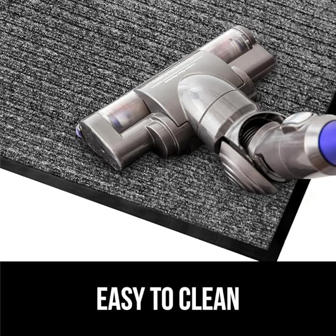 GORILLA GRIP Waterproof Traffic Guard Door Mat, 72x48, Heavy Duty Entryway Mats, Strong Rubber Back Commercial Utility Rugs for Office Hallway, Garage Floor and Home, Low Profile Carpet, Light Gray