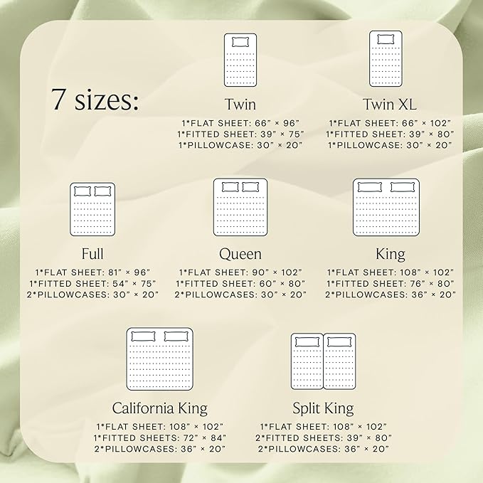 LuxClub 5 PC Sheet Set Bed Sheets Deep Pockets 16" Eco Friendly Wrinkle Free Cooling Machine Washable Hotel Bedding Silky Soft - Sage Green Split King