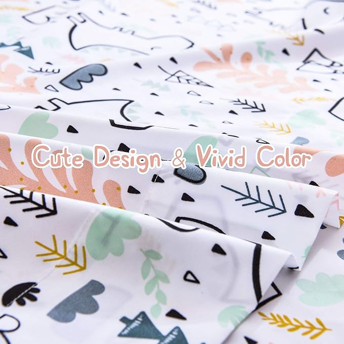 JSD Unicorn Tree Kids Sheet Set Full Size, 4 Piece Printed Microfiber Bed Sheets Deep Pocket
