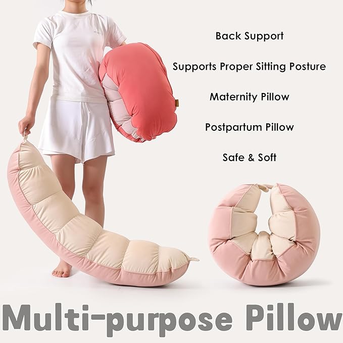 Peallow(Pat. Pend) – Long Round Body Pillow for Adults, Bolster Pillow for Sleeping, Soft and Supportive Pillow for Sleeping & Lumbar Support(Blush Pink,39")