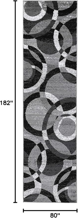Rugshop Contemporary Abstract Circles Perfect for high Traffic Areas of Your Living Room,Bedroom,Home Office,Kitchen Runner Rug 2'7" x 6' Gray