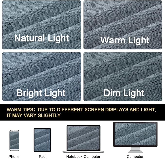 PrinceDeco 100% Blackout Curtains 108 inches Long Linen Blackout Curtains for Bedroom Living Room Black Out Darkening Curtain Thermal Insulated Anti-Rust Grommet Set of 2(52x108 inch,Stone Blue)
