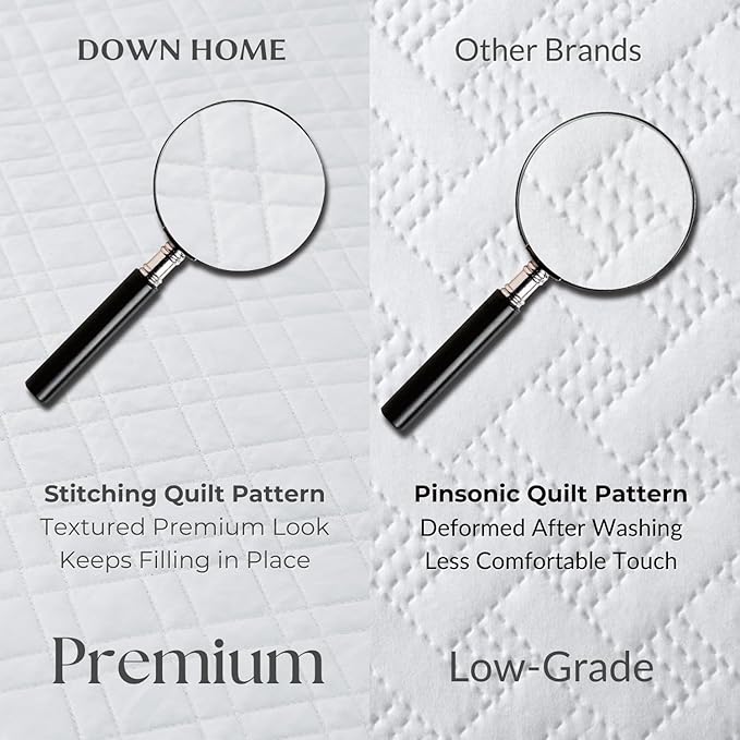 DOWN HOME Twin Quilt Set with Sham Lightweight Quilted Bedspread Coverlet Thin Comforter Bed Cover Vintage Washed Quilted Blanket for All Season, Brushed Microfiber Diamond Stitching, White, 66"x92"