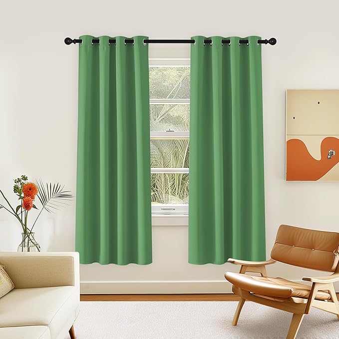 NICETOWN Room Darkening Curtain for Living Room - Energy Saving Thermal Insulated Grommet Room Darkening Curtain/Drape for Bedroom (1 Panel, 46 by 72, Froest Green)