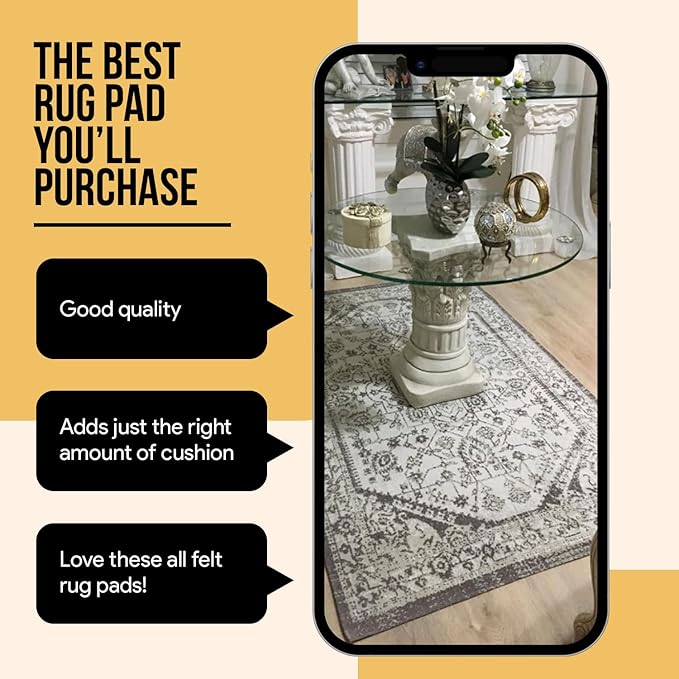 Premium Felt Rug Pad 6x9 Feet, Thick Rug Pads for Hardwood Floors, Laminate, Vinyl, Stone, Carpet & Tile, Under Rug Padding