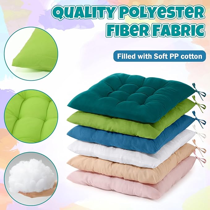Geetery 12 Pcs Floor Pillows for Classroom Bulk Square Seating Cushions for Floor Chair School Kindergarten Reading Corner, 15.7'' Large Thick Meditation Cushions Yoga Nursery Daycare (Pastel Color)