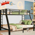 Upgraded Version Thicken Metal Heavy-Duty Twin XL Over Queen Bunk Bed, Modern Style Stronger Twin Over Queen Size Bunk Bed with Ladder for Adults, Easy Assembly (Twin XL Over Queen-2 Ladder)