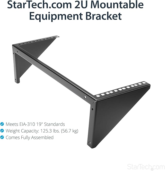 StarTech.com 4U Wall Mount Patch Panel Bracket - 19 inch Steel Vertical Mounting Rack for Network and Data Equipment, TAA (RK419WALLV)