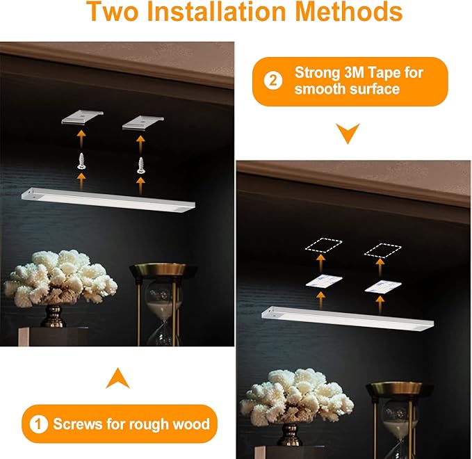 VST Hand Wave Activated Under Cabinet Lights Plug in, Closet Lights, Stepless Dimming Lighting for Kitchen Shelf Cupboard Closet Workbench (12in 3Pack 4000K)
