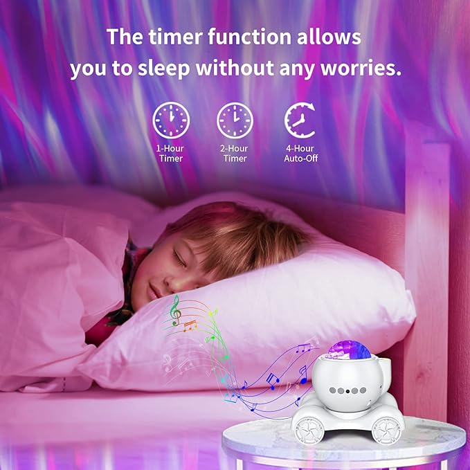 ENOKIK Northern Light Projector, Aurora Star Projector Built-in Bluetooth Speaker, White Noise Machine for Kids Adults, Galaxy Light for Bedroom/Ceiling/Party/Gift (White)
