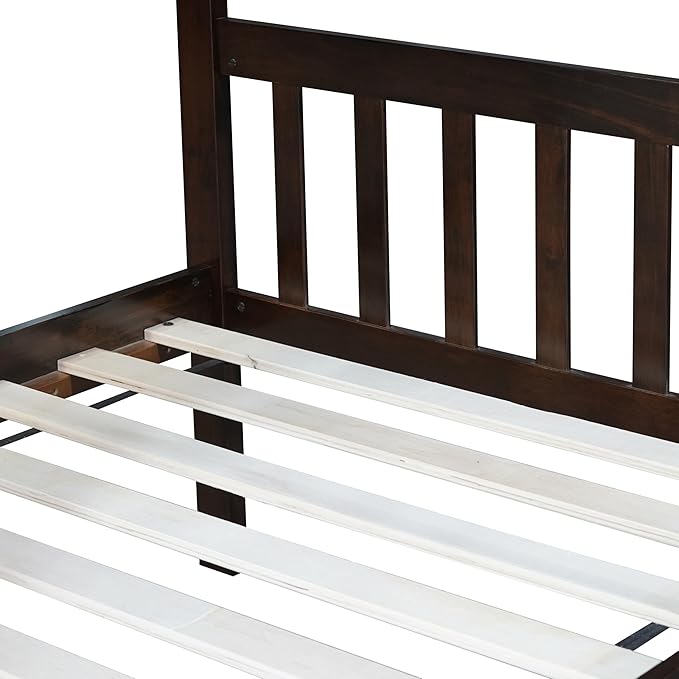Bellemave Twin Over Twin Bunk Bed with Trundle,Convertible Bunk Beds with Ladder & Safety Guardrails,Twin Size Bunk Beds for Kids Girls Boys,Espresso