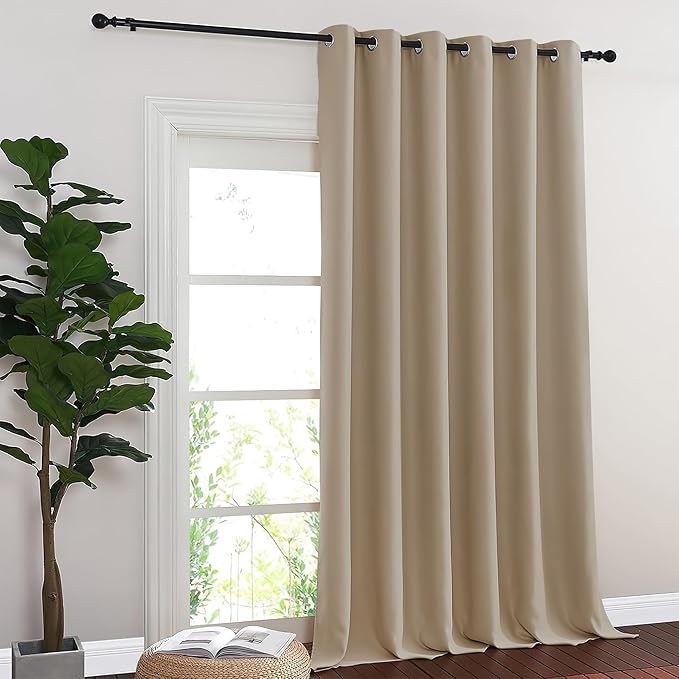 NICETOWN Taupe Blackout Curtains for Bedroom 95 Inch Length - Thermal Insulated Room Darkening Privacy Grommet Window Drapes for Boys Room, Set of 1 Panel, 80 x 95 Inch