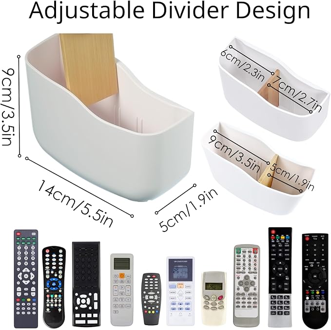 LINFIDITE TV Remote Holder Wall Mount Remote Control Holder for Bed Universal Bedside Wall Remote Holder Caddy Organizer Hole-Free Remote Control Holder (For 2 Or 3 Remote Controls–White–Quantity1
