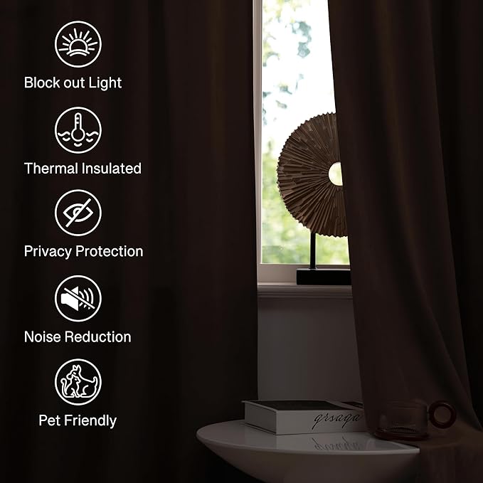 StangH Reddish Brown Curtains 84 inch Long for Bedroom, Soft Velvet Window Treatment Room Darkening Thick Decorative Drapes for Living Dining Room, W52 x L84, 2 Panels