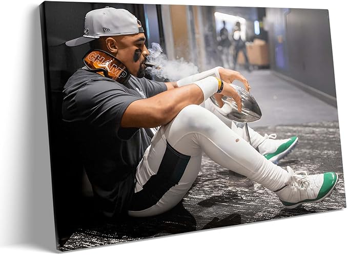 B.B.F MAKE 2025 Super Canvas Bowl Wall Art Champions Eagles Poster Print Philadelphia Hurts Painting Canvas Wall Decor Sports Stars Picture Modern Bedroom Living Room Home Decoration, Framed 11x14inch
