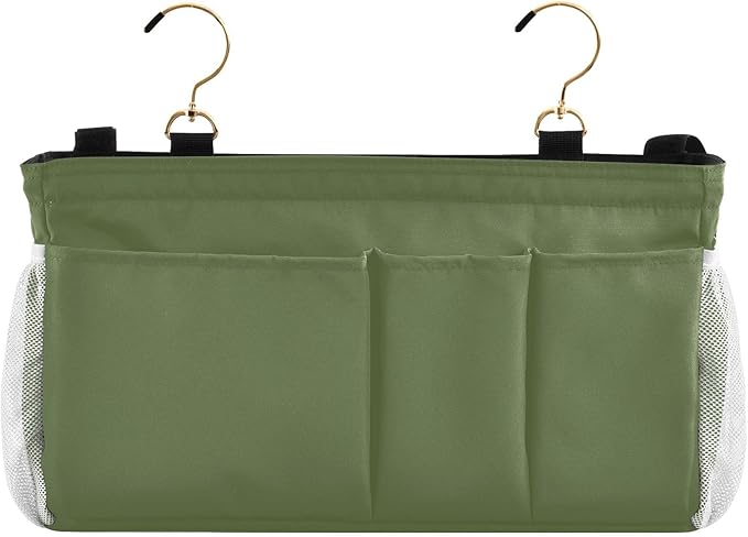 KOPIRIT Dark Cyan Bedside Caddy Storage Bag Bedside Organizer for Headboards Bunk Beds Hanging Storage Organizer 6 Pockets with Hooks for Magazine Water Bottle Holder