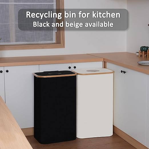iEGrow 29 Gallons Recycling Bins for Kitchen, Indoor Recycle Bins with Lid, 110L Large Recycle bin with 2 Removeable Reusable Inner Bags, for Bottles Cans Glass Plastice Cartons(Green)