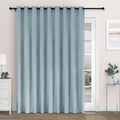 Macochico 100" Wx84 L Light Blue Full Blackout Curtains for Sliding Door, Thermal Insulated Drapery for Living Room Bedroom Windows Patio Door, Modern Chenille Grommet Curtains with Tieback 1 Panel