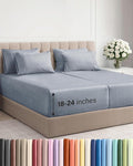 Extra Deep Split King Sheet Set - 7 Piece Breathable & Cooling Sheets - Hotel Luxury Bed Sheets Set - Easy Fit - Soft, Wrinkle Free & Comfy Sheets Set - Heathered Blue Sheet Set w/Extra Deep Pockets
