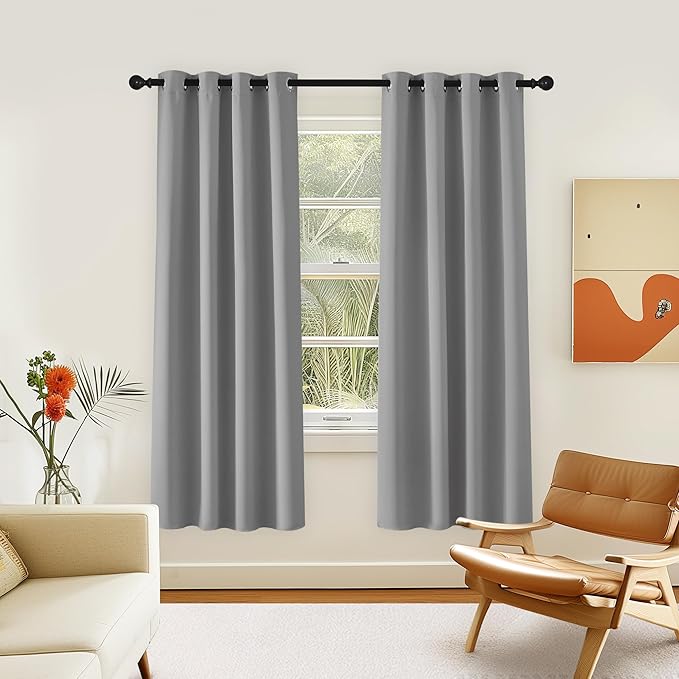NICETOWN Room Darkening Curtain for Living Room - Energy Saving Thermal Insulated Grommet Room Darkening Curtain/Drape for Bedroom (1 Panel, 46 by 72, Silver Grey)