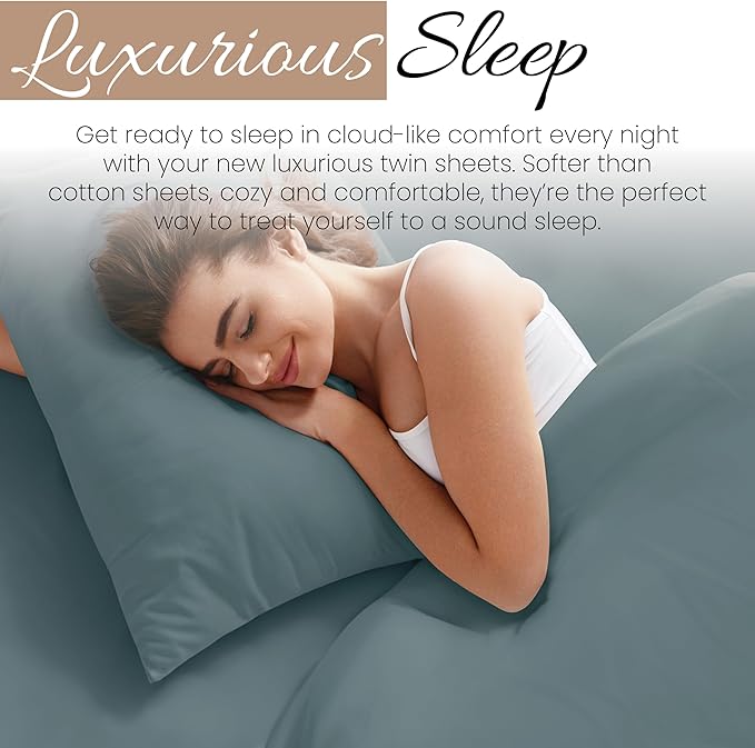 Linen Market Bed Sheets for Twin Size Bed (Ocean) - Sleep Better Than Ever with These Soft and Cooling Twin Sheets - Deep Pocket Fits 16" Thick Beds - 4 Piece Twin Sheet Set