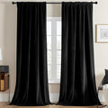 Joydeco Black Velvet Curtains 84 inch Length 2 Panels, Luxury Blackout Rod Pocket Thermal Insulated Window Curtains, Super Soft Room Darkening Drapes for Living Dining Room Bedroom,W52 x L84 inches