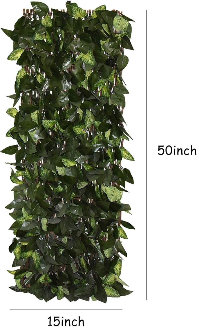 GLANT Expandable Fence Privacy Screen for Balcony Patio Outdoor,Decorative Faux Ivy Fencing Panel,Artificial Hedges (Single Sided Leaves) (4, Green-Verdant)