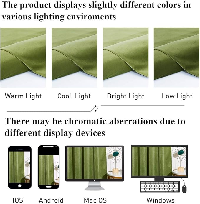 StangH Grass Green Curtains Velvet Drapes 108 inches Long Light Blocking Patio Door Curtain Panels Rod Pocket Window Treatment Set for Villa Parlor Holiday Decor, W52 x L108, 2 Panels
