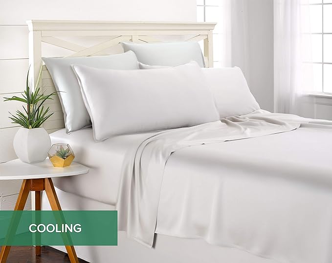 King Sheets by Pure Bamboo, Genuine 100% Organic Viscose Derived from Bamboo Bed Sheet Set, Soft & Cooling, Double Stitching, 2 Year Quality Promise (King, White)