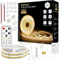 COB LED Strip Light Warm White, 66ft Dimmable 3000K Super Bright White Led Lights with Remote and UL Power Supply, 24V Flexible LED Tape Light for Bedroom, Kitchen, DIY Lighting (2 Rolls of 33ft)
