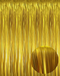 GOER 3.2 ft x 9.8 ft Metallic Tinsel Foil Fringe Curtains Party Photo Backdrop Party Streamers for Birthday,Graduation,New Year Eve Decorations Wedding Decor (1 Pack,Matte Gold,Thick Material)