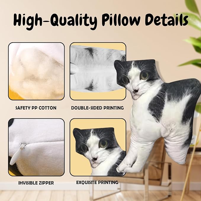 VEELU Custom Face Pillow Personalized Photo Body Pillows 3D Printing Head Body Shaped Pets Plush Stuffed for Home Sofa Decor Funny Valentine's Day Gag Gifts for Couples/Him/Her