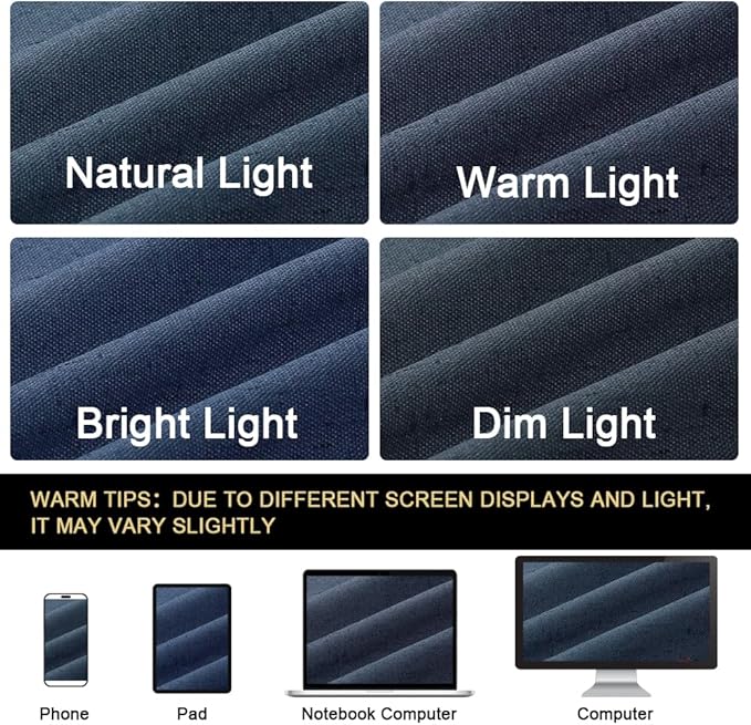 PrinceDeco Primitive Textured Linen 100% Blackout Curtains for Bedroom/Living Room Energy Saving Window Treatment Curtain Drapes, Burlap Fabric with White Thermal Insulated Liner (52 x 96 Inch, Navy)