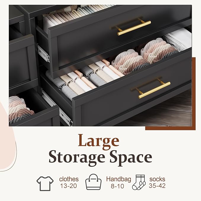 Metal Dressers, Black Small Dresser for Bedroom, 24.76" H Dressers & Chests of Drawers, Dresser and Nightstand Sets for Living Room, Entryway, Hallyway (Black, 2 Drawers)