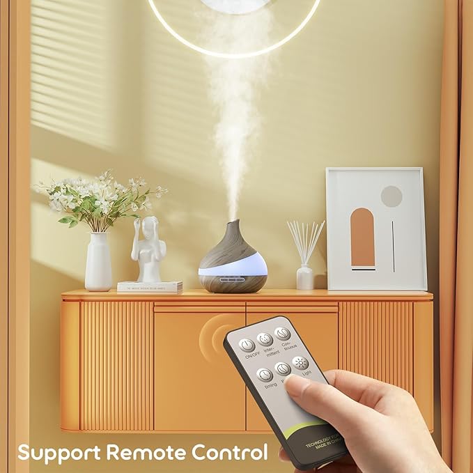 HJTHJT 500ML Essential Oil Diffuser: Aroma Diffuser with Remote Control for Hotel Spa Yoga Room - Humidifiers for Bedroom with 14 Colors LED Night Light for Kids/Women Home Relaxation