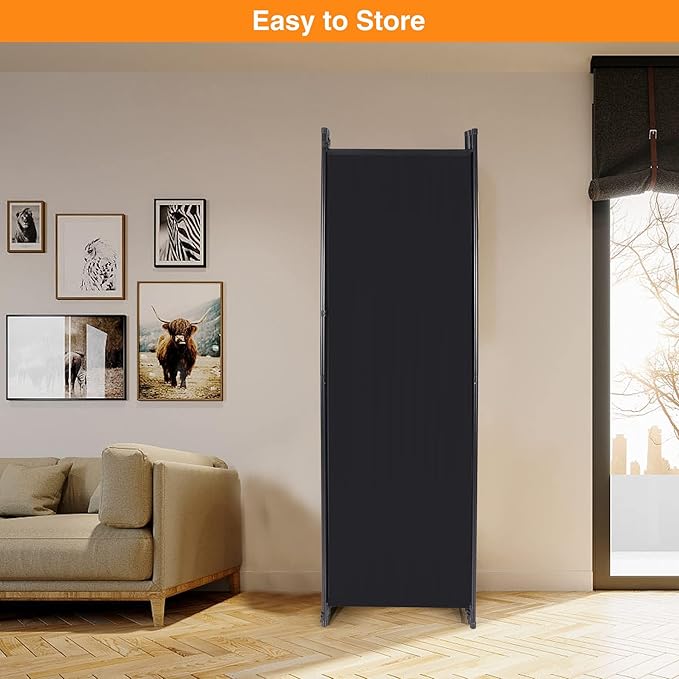 6 Panel Large Folding Room Divider, 10FT Wide Portable Privacy Screen Room, Partition Room Dividers for Bedroom Dining Room Office Restaurant Hospital, 120"x68", Black