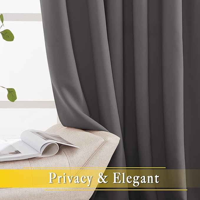 NICETOWN Sliding Door Curtains, Wide Thermal Blackout Patio Door Curtain Panel, Sliding Door Drapes/Draperies with Grommet Top (Gray, W80 x L84)