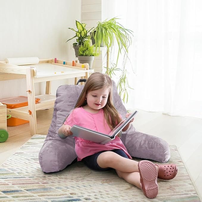 Nestl Reading Pillow for Kids & Teens with Shredded Memory Foam, Backrest Pillows for Reading, Watching, and Gaming, Use on the Couch, Bed, or Floor Adjustable Support with Washable Cover Dusty Purple