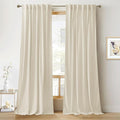 RYB Home Beige Velvet Curtains 84 inches - Curtains for Living Room, Thermal Insulated Noise Reducing Panels Soft Luxury Window Decor for Kids Bedroom, Width 52 x Length 84 inch, Beige, 2 Panels
