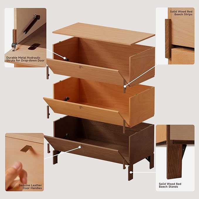 Stackable 3 Drawers Dresser, Customizable Chest of Drawers for Bedroom, Living Room, Hallway, Entryway, Closet, Easy Assembly Wood Furnitures Cabinet, 30 inch Width Beech Color