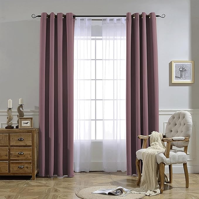 NICETOWN Dry Rose Bedroom Curtains 72 inches Long, Grommet Blackout Thermal Insulated Window Treatment Room Darkening for Bedroom/Home Office, 2 Panels, W37 x L72