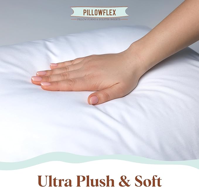 Pillowflex Synthetic Down Pillow Insert - 16x30 Down Alternative Pillow, Ultra Soft, Large Rectangle Body Sleeping Pillow, Lumbar, Long, Back - 1 Decorative Pillow Form