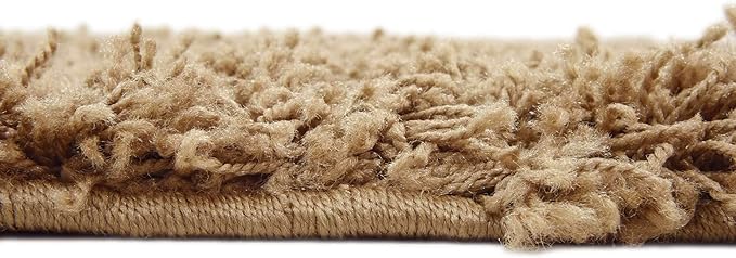 Unique Loom Solid Shag Collection Area Rug (7' 10" Square, Sandy Brown)