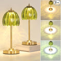 Set of 2 Tulip Table Lamp with 5000mAh Battery & Touch Control, Cordless Small Table Lamp with 3 Colors, Dimmable Rechargeable Table Lamps for Bedroom, Desk, Bedside (Green Tulip)