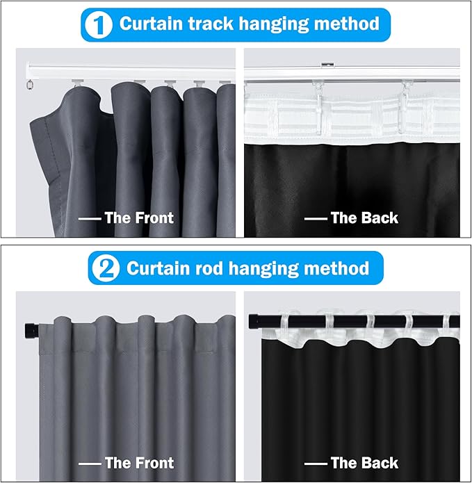 Room Divider Curtains Total Blackout Privacy Curtain Panel Room Thermal Insulated Noise Reduction Curtains for Bedroom Window Living Room Ceiling Track Curtain W 12.5 ft × H 7 ft Dark-Grey
