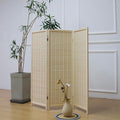 3 Panel Short Room Divider Screen,Beige Freestanding Partition,Small Bamboo Panel Divider for Room Seperation,3.95 FT Tall