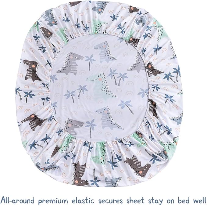 JSD Dinosaur Kids Sheet Set Twin Size, 3 Piece Palm Tree Printed Microfiber Bed Sheets Deep Pocket