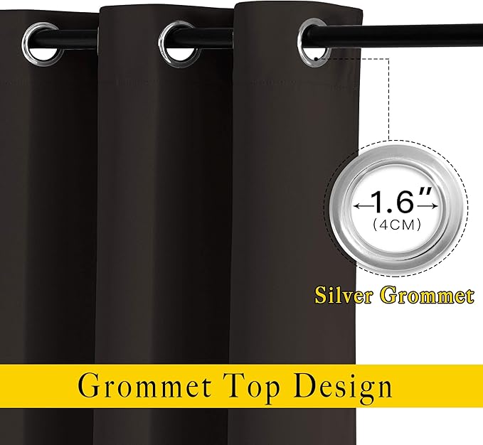 NICETOWN Bedroom Curtains 78 inch Length - Grommet Privacy Window Curtains & Drapes Light Blocking Sound Reducing Window Treatments for Living Room (Toffee Brown, 2 Panels, W52 x L78)